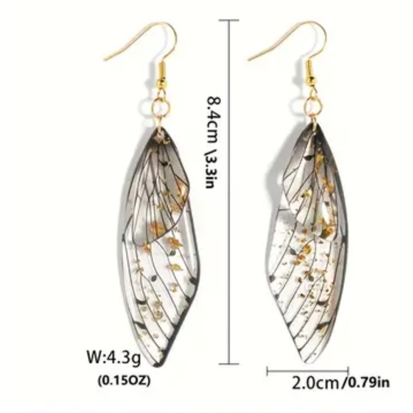 Transparent Resin Butterfly Wings Drop Earrings - Picture 5 of 5